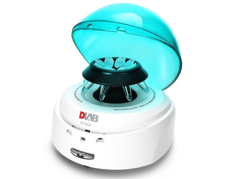 Mini Centrifuge D1008 Cyan color lid open