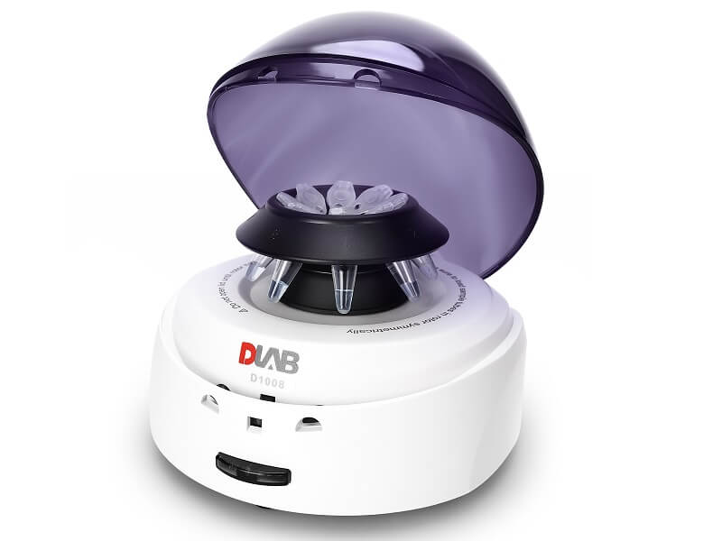 Mini centrifuge D1008 Indigo color lid open
